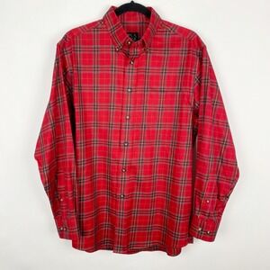 JOS A BANK Traveler's Collection Mens Red Plaid Long Sleeve Button Down Shirt M